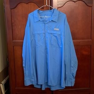 Mens Field and Stream blue long sleeve vented shirt 2xl